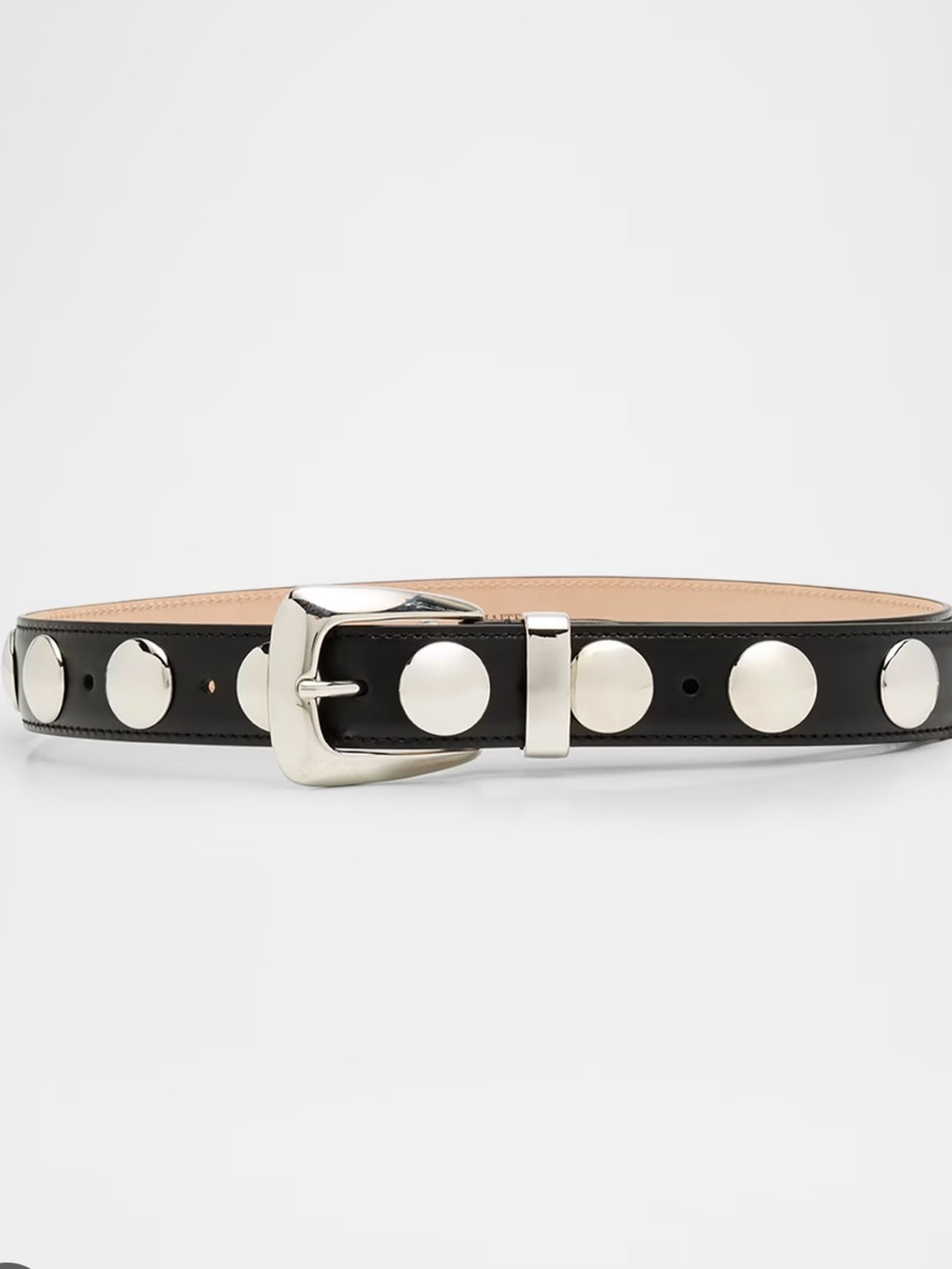 Khaite Benny Belt in Black Leather with Silver Studs